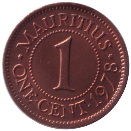 Монета 1 цент. 1978 год, Маврикий. XF-aUNC
