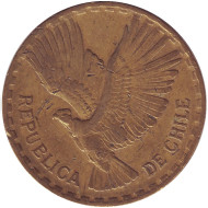 Монета 10 чентезимо. 1964 год, Чили. Кондор. Монета 10 чентезимо. 1964 год, Чили. Кондор.