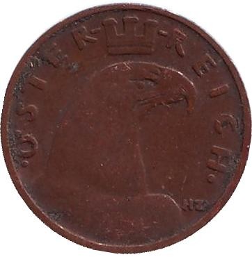 Монета 1 грош. 1927 год, Австрия. Монета 1 грош. 1927 год, Австрия.