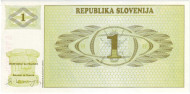 Банкнота 1 толар. 1990 год, Словения. Банкнота 1 толар. 1990 год, Словения.