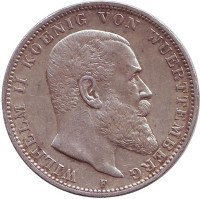 Монета 3 марки. 1910 год, Вюртемберг.