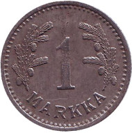 Монета 1 марка. 1943 год (железо), Финляндия. Монета 1 марка. 1943 год (железо), Финляндия.