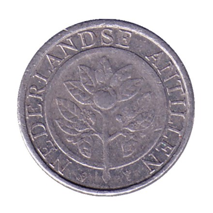 Монета 1 цент. 2000 год, Нидерландские Антильские острова. Цветок апельсинового дерева.