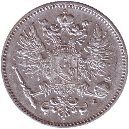 Монета 50 пенни. 1908 год, Великое княжество Финляндское. Монета 50 пенни. 1908 год, Великое княжество Финляндское.