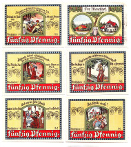 Набор нотгельдов Манебаха (6 штук). 50 пфеннигов, 1921 год, Веймарская республика (Германия).