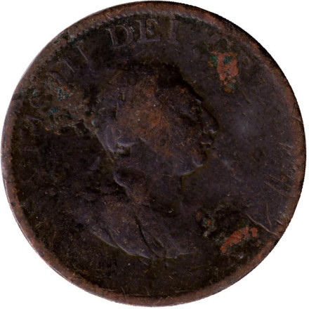 Монета 1/2 пенни. 1799 год, Великобритания.