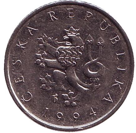 Монета 1 крона. 1994 год, Чехия. Монета 1 крона. 1994 год, Чехия.