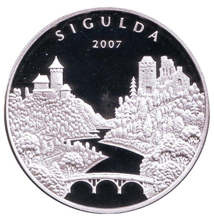 Монета 1 лат. 2007 год, Латвия. Сигулда.