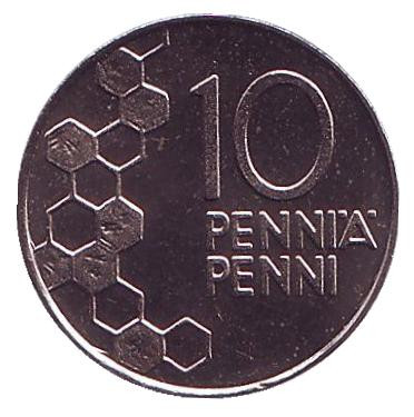 Монета 10 пенни. 1992 год, Финляндия. UNC.