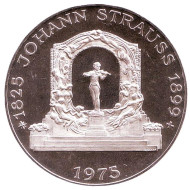 Монета 100 шиллингов. 1975 год, Австрия. 150 лет со дня рождения Иоганна Штрауса. Proof. Монета 100 шиллингов. 1975 год, Австрия. 150 лет со дня рождения Иоганна Штрауса. Proof.