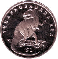 Монета 1 доллар, 2006 год, Сьерра-Леоне. Тираннозавр.