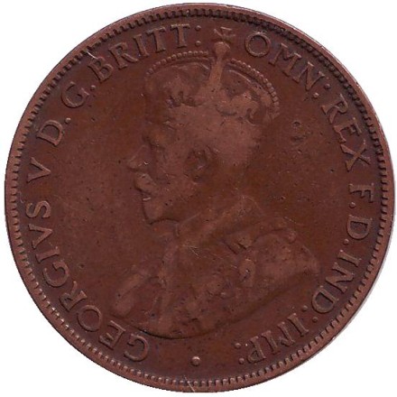 Монета 1/2 пенни. 1917 год, Австралия.