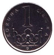 Монета 1 крона. 2016 год, Чехия. UNC. Монета 1 крона. 2016 год, Чехия. UNC.