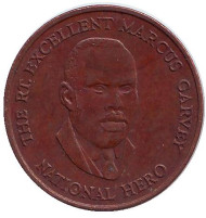 Монета 25 центов. 1995 год, Ямайка. Маркус Гарви - национальный герой. Монета 25 центов. 1995 год, Ямайка. Маркус Гарви - национальный герой.