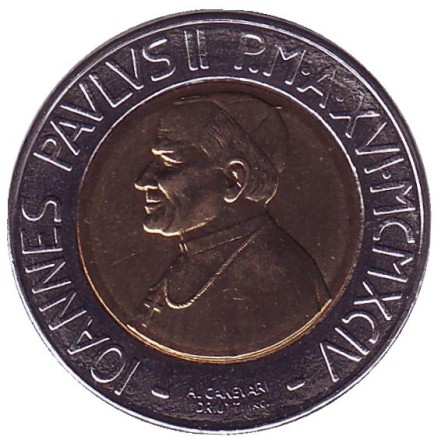 Монета 500 лир. 1994 год, Ватикан. Встреча у Голгофы. Монета 500 лир. 1994 год, Ватикан. Встреча у Голгофы.