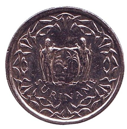 Монета 25 центов. 2012 год, Суринам. Монета 25 центов. 2012 год, Суринам.