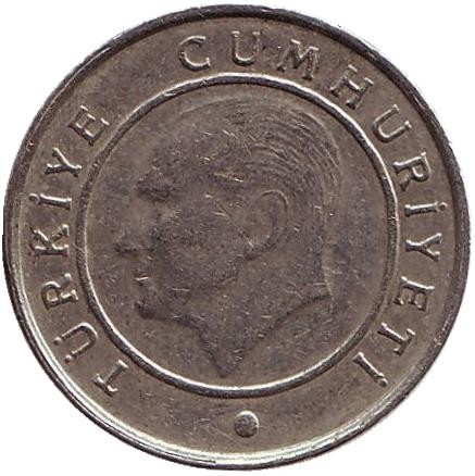 Монета 25 курушей. 2014 год, Турция.