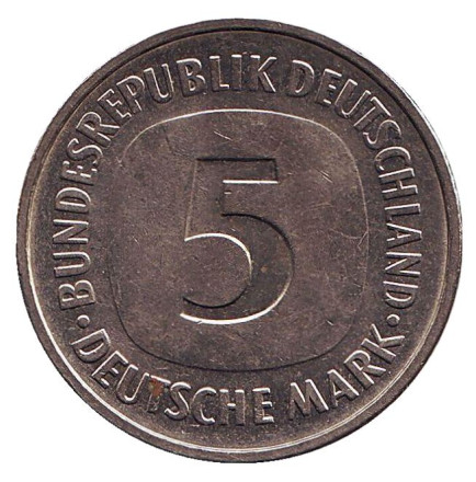 Монета 5 марок. 1983 год (D), Германия. Из обращения.