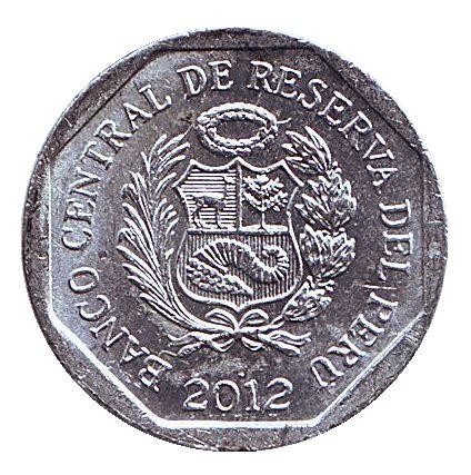 Монета 5 сентимов. 2012 год, Перу. Монета 5 сентимов. 2012 год, Перу.