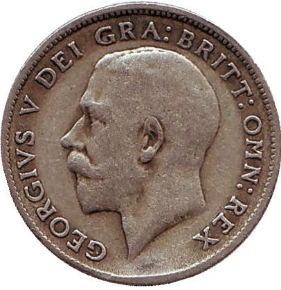 Монета 6 пенсов. 1920 год, Великобритания. Монета 6 пенсов. 1920 год, Великобритания.