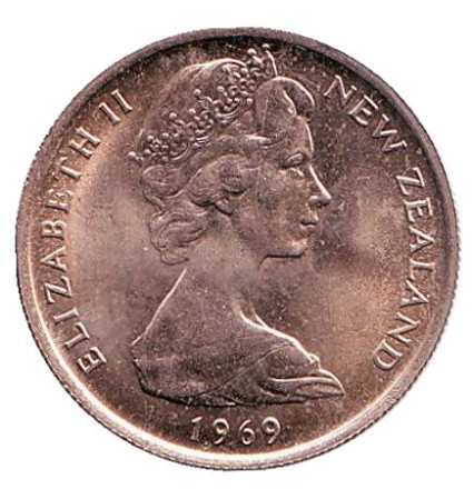 Монета 5 центов. 1969 год, Новая Зеландия. UNC. Гаттерия. Монета 5 центов. 1969 год, Новая Зеландия. UNC. Гаттерия.