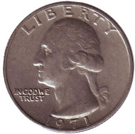Монета 25 центов. 1971 год, США. Вашингтон. Монета 25 центов. 1971 год, США. Вашингтон.