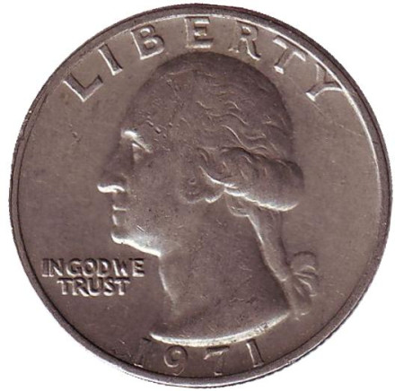 Монета 25 центов. 1971 год, США. Вашингтон.