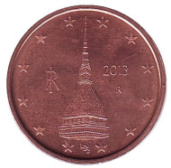 Монета 2 цента, 2013 год, Италия.
