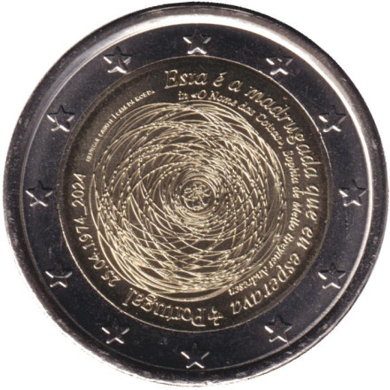 Монета 2 евро. 2024 год, Португалия. 50 лет со дня революции 25 апреля 1974 года.