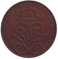 Монета 5 эре. 1928 год, Швеция. Монета 5 эре. 1928 год, Швеция.