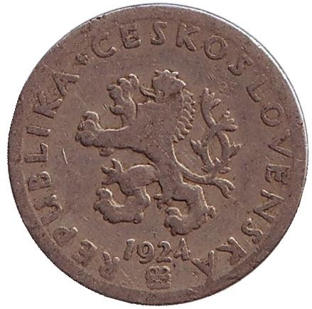Монета 20 геллеров. 1924 год, Чехословакия.