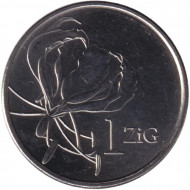 Монета 1 золотой. 2024 год, Зимбабве. Монета 1 золотой. 2024 год, Зимбабве.