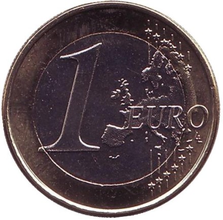 Монета 1 евро. 2008 год, Кипр. Монета 1 евро. 2008 год, Кипр.