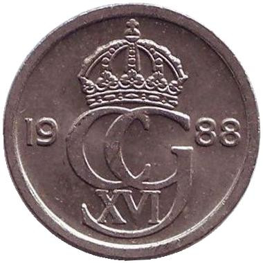 Монета 10 эре. 1988 год, Швеция.