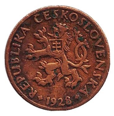 Монета 5 геллеров. 1928 год, Чехословакия.