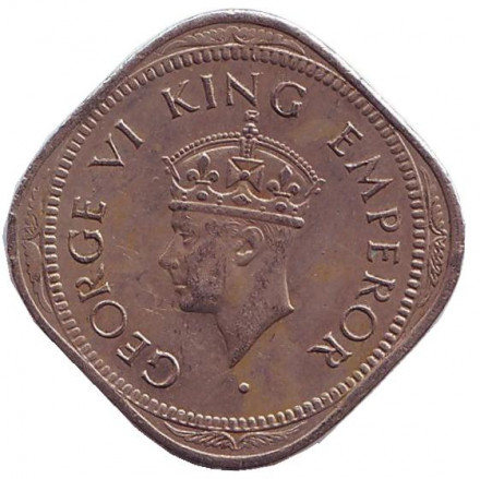 Монета 2 анны. 1946 год, Индия Британская. ("•" - Бомбей).