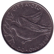 Монета 100 лир. 1970 год, Ватикан. Голубь. Монета 100 лир. 1970 год, Ватикан. Голубь.