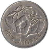 Монета 5 нгве. 1978 год, Замбия. Цветок "Дневная красавица".