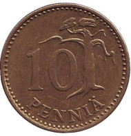 Монета 10 пенни. 1979 год, Финляндия. Монета 10 пенни. 1979 год, Финляндия.