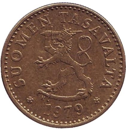 Монета 10 пенни. 1979 год, Финляндия. Монета 10 пенни. 1979 год, Финляндия.