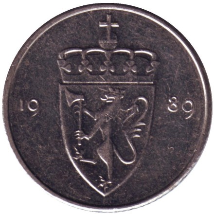 Монета 50 эре. 1989 год, Норвегия.