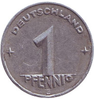 Монета 1 пфенниг. 1953 год (E), ГДР. Монета 1 пфенниг. 1953 год (E), ГДР.