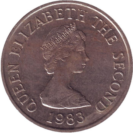 Монета 5 пенсов. 1983 год, Джерси. Башня Сеймура в Гровилле. Монета 5 пенсов. 1983 год, Джерси. Башня Сеймура в Гровилле.