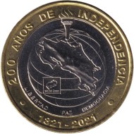 Монета 500 колонов. 2021 год, Коста-Рика. 200 лет независимости.