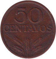 Монета 50 сентаво. 1970 год, Португалия. Монета 50 сентаво. 1970 год, Португалия.