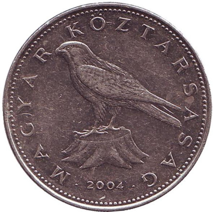 Монета 50 форинтов. 2004 год, Венгрия. Сокол. (Балобан).