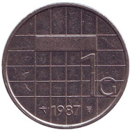 Монета 1 гульден. 1987 год, Нидерланды. Монета 1 гульден. 1987 год, Нидерланды.