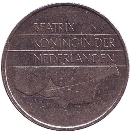 Монета 1 гульден. 1987 год, Нидерланды. Монета 1 гульден. 1987 год, Нидерланды.