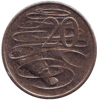 Монета 20 центов. 2012 год, Австралия. Утконос. Монета 20 центов. 2012 год, Австралия. Утконос.