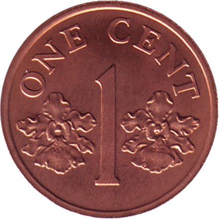 Монета 1 цент. 1997 год, Сингапур.